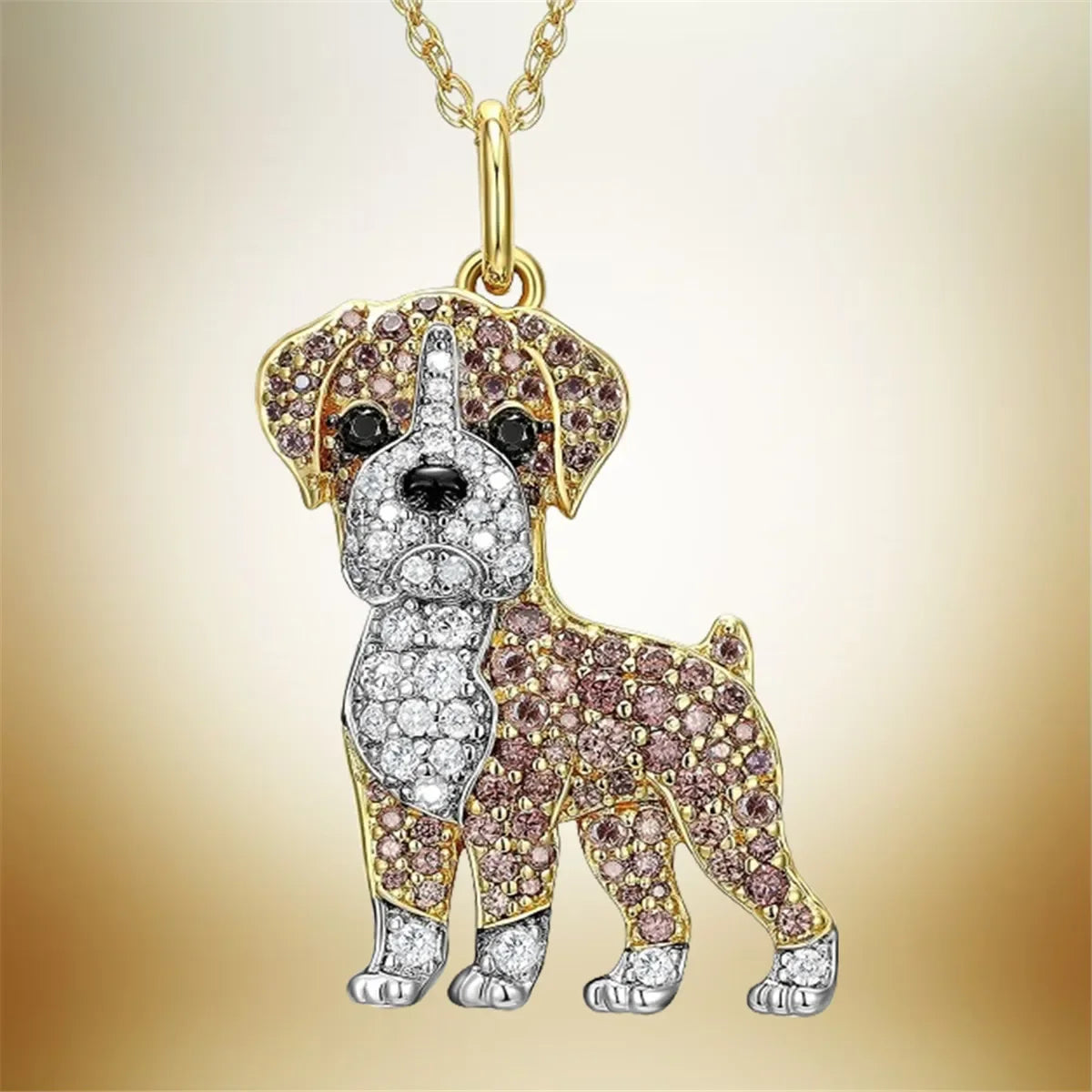 Collection of Dog Pendant Necklaces in Zinc Alloy with CZ Stones - Choose Your Favorite Breed