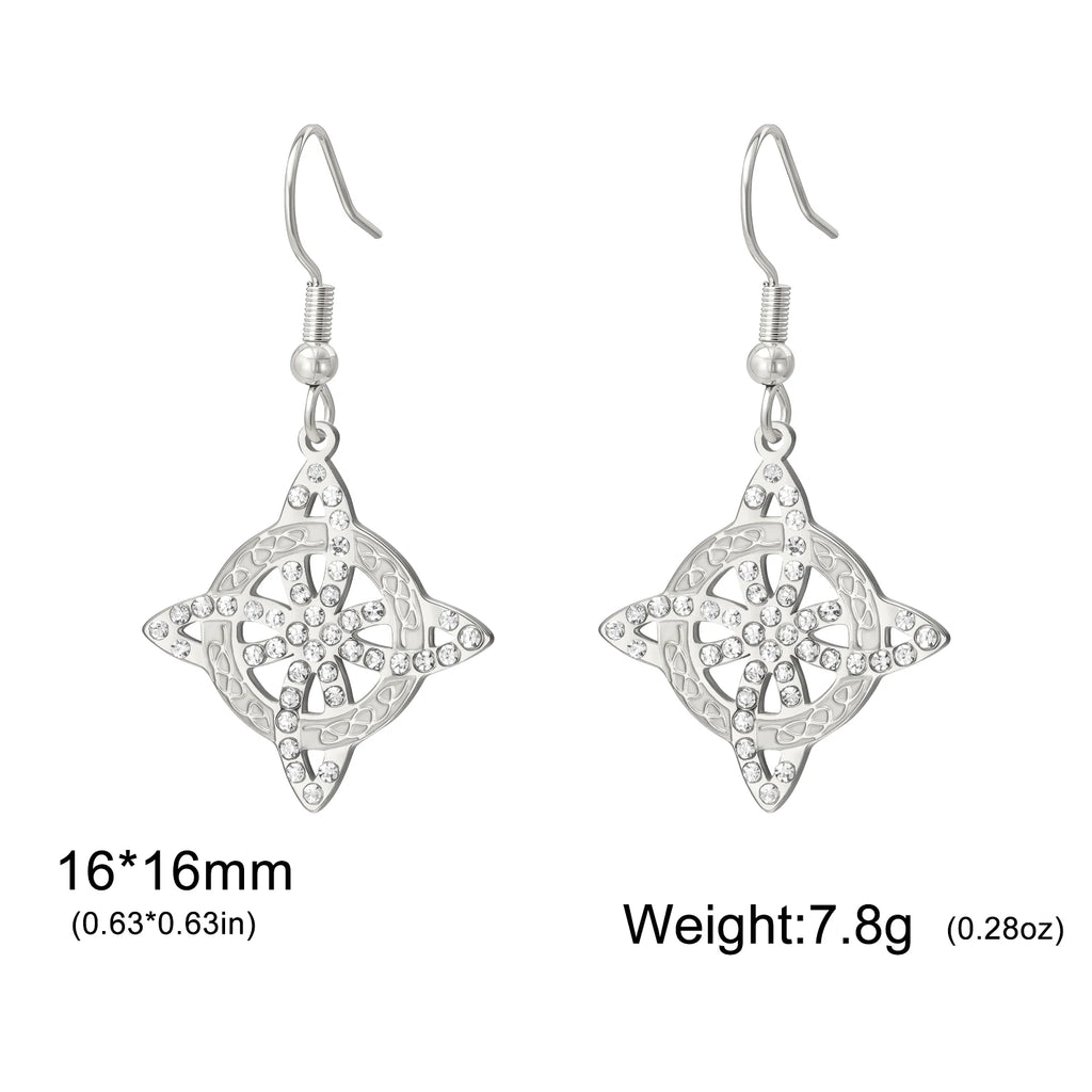 Witchcraft Celtic Knot Zircon Stainless Steel Drop Earrings