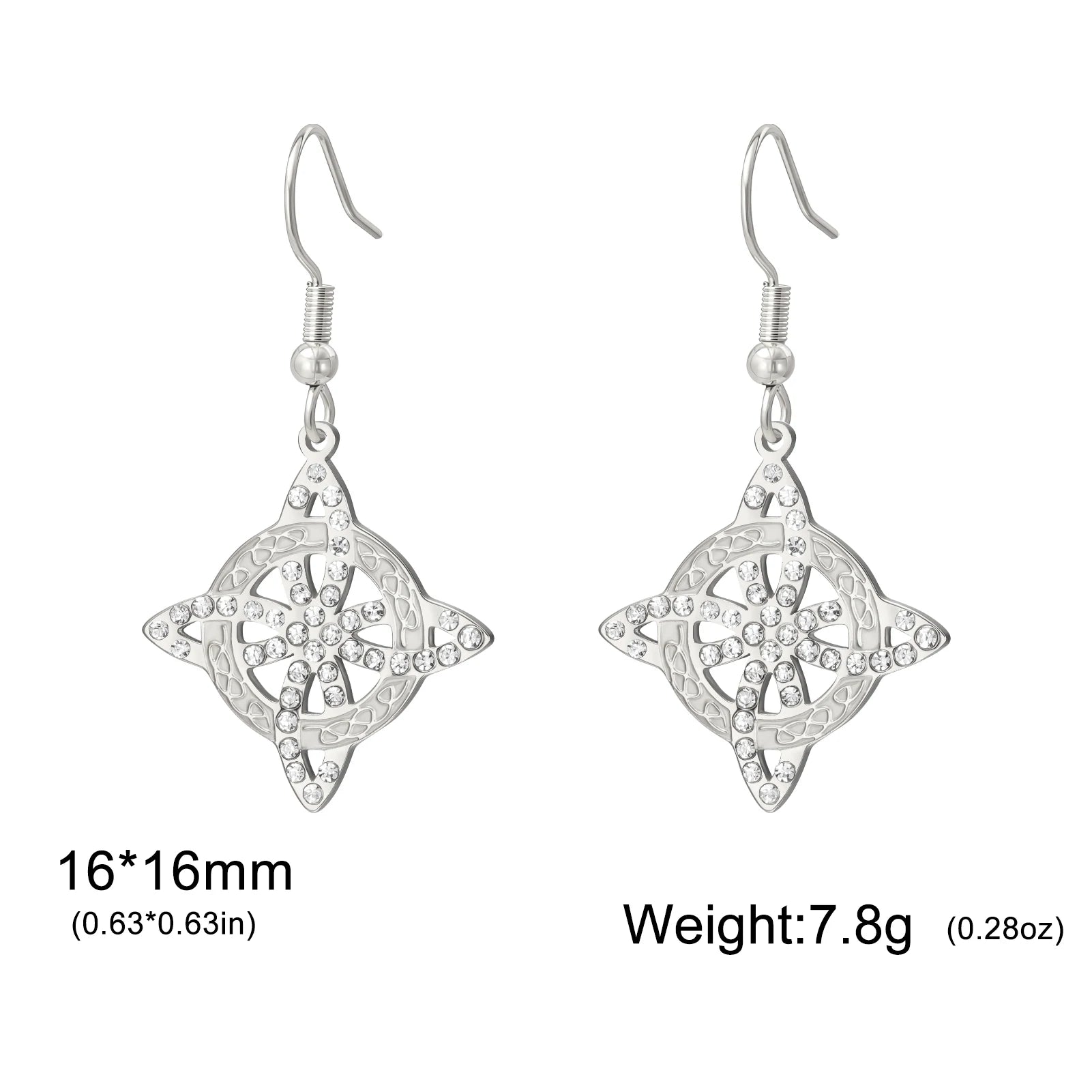Witchcraft Celtic Knot Zircon Stainless Steel Drop Earrings