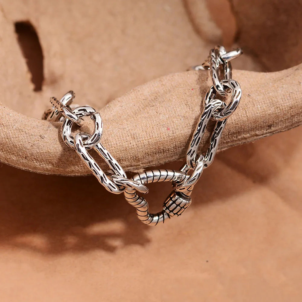925 Sterling Silver Chain Link Heart Bracelet