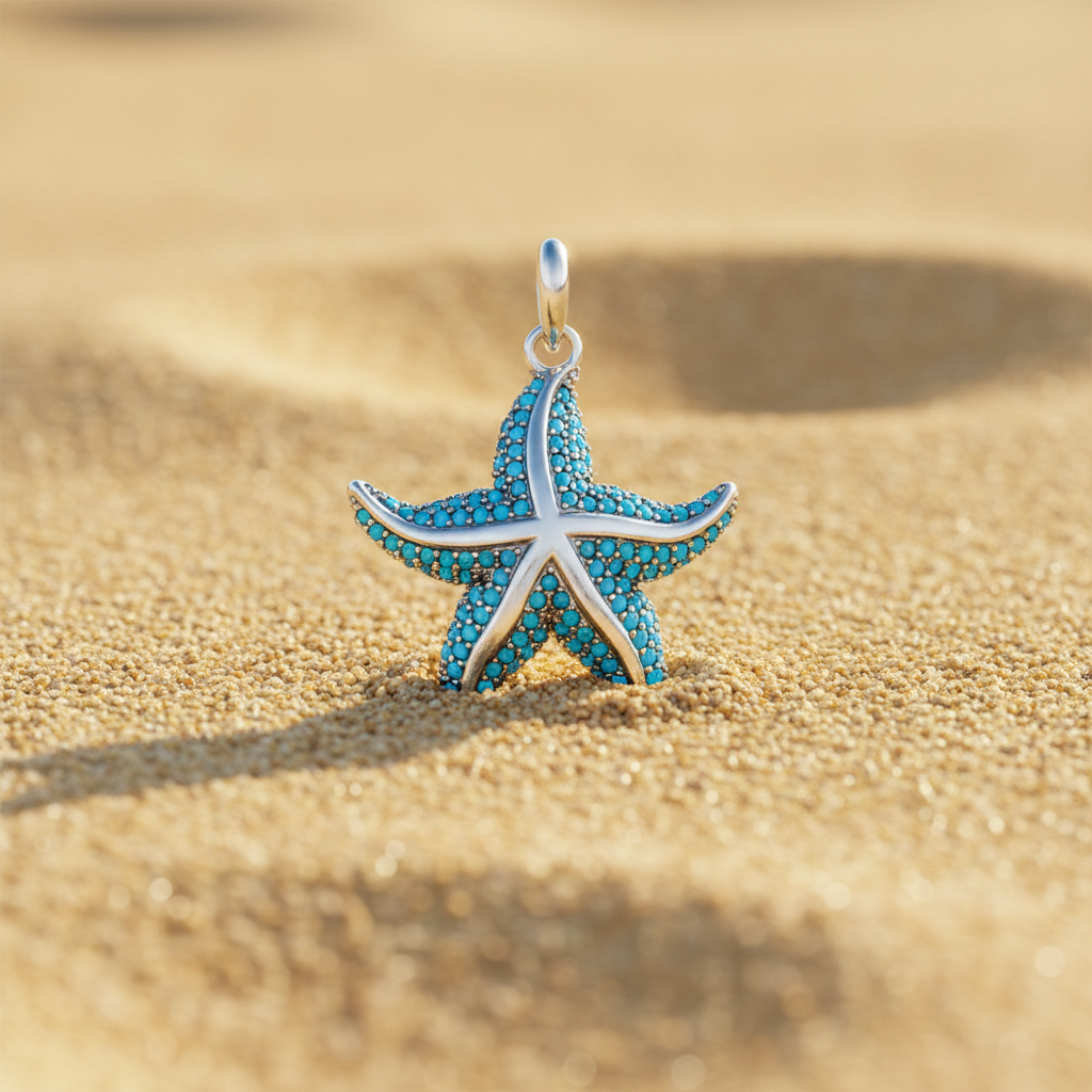 Blue Ocean Star Pendant in 925 Sterling Silver with Zircon Stones