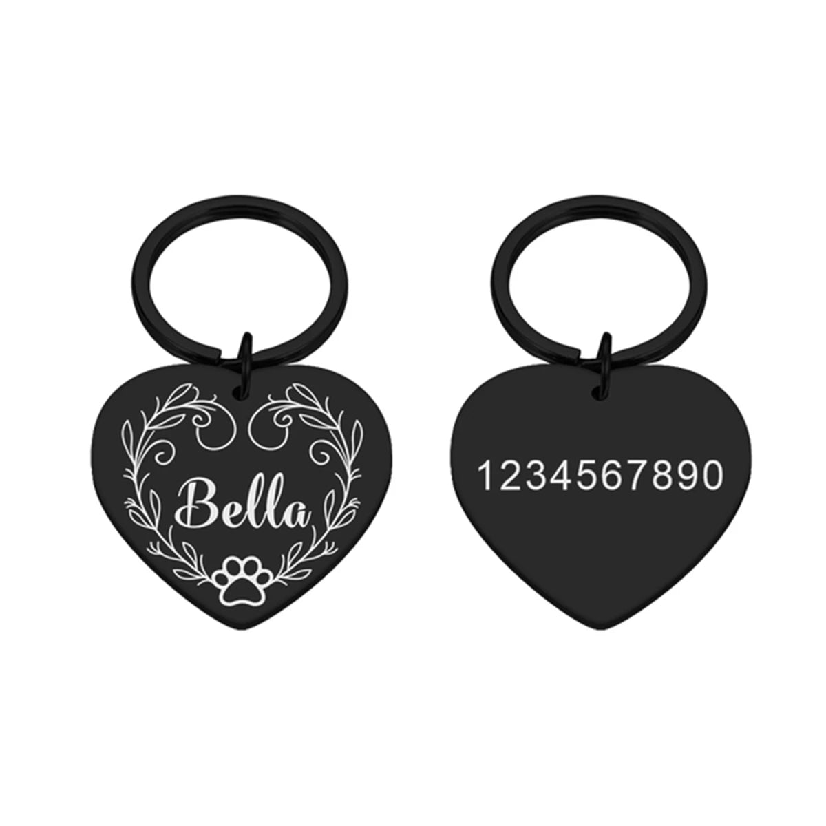 Stainless Steel Heart Pet ID Name Tag Customizable