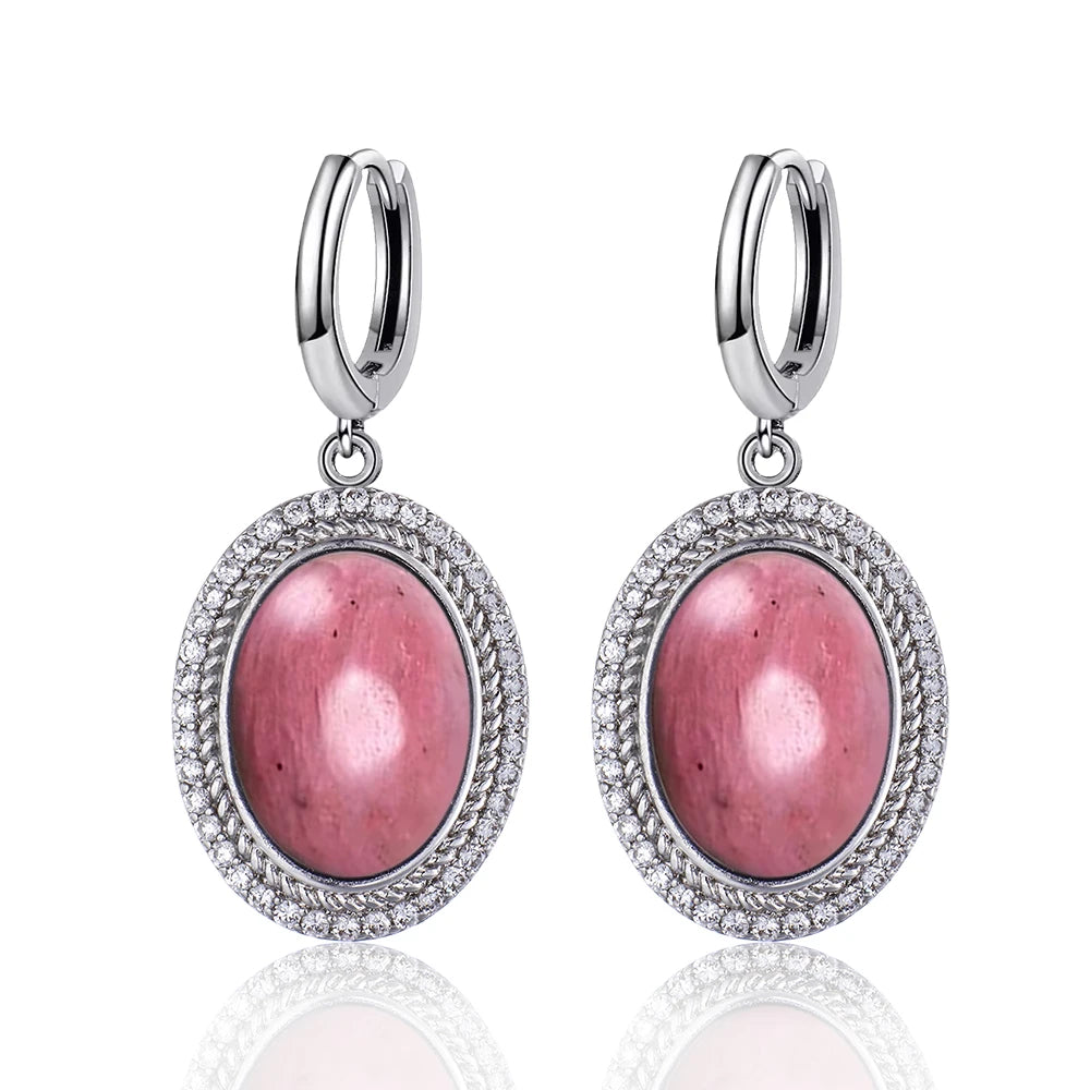 925 Sterling Silver Natural Moonstone Pendant & Earrings Set