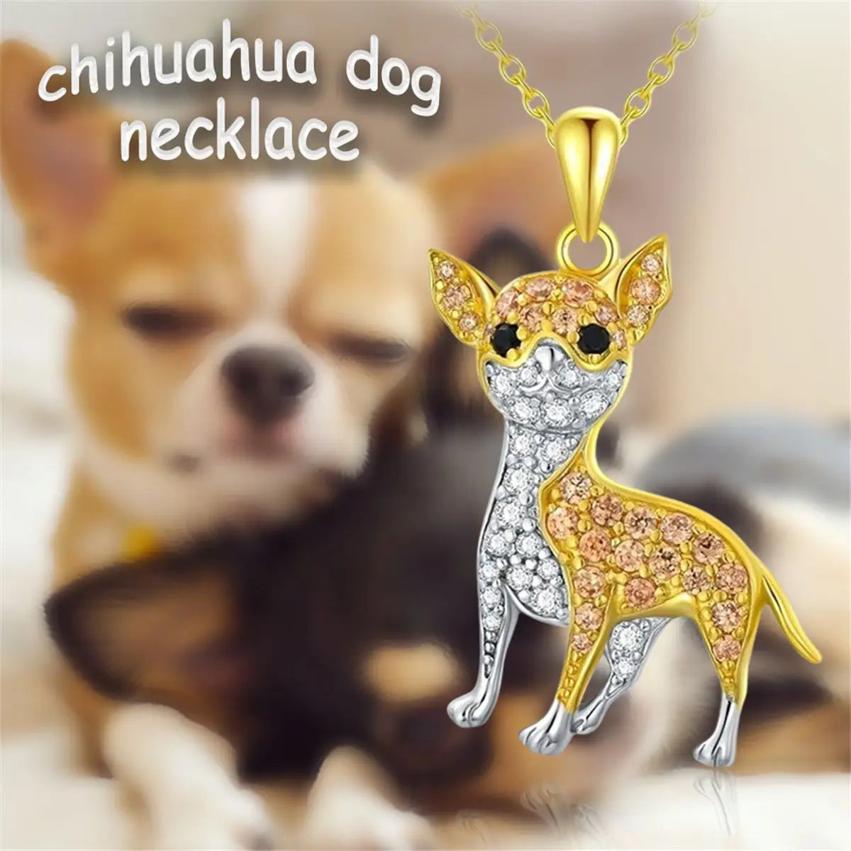Collection of Dog Pendant Necklaces in Zinc Alloy with CZ Stones - Choose Your Favorite Breed