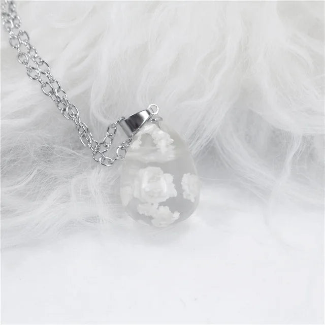 Transparent Resin Ball with Clouds Pendant Necklace in Zinc Alloy - More Styles: Half Moon, Bird