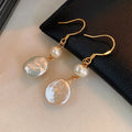Baroque Button Natural Freshwater Pearl 14K Gold Filled Drop Earrings