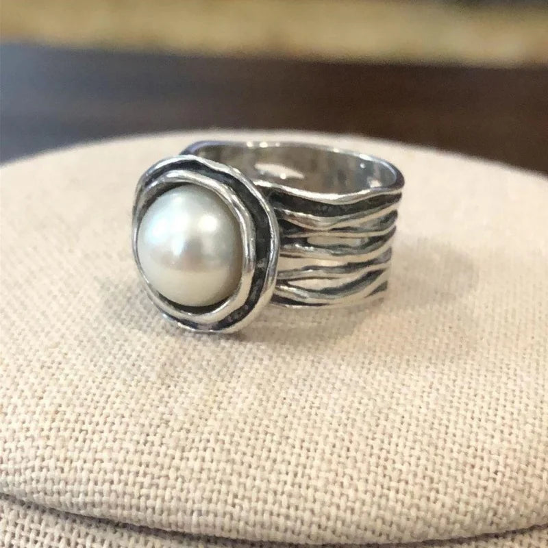 Selection of 5 Unusual Bold CZ Alloy Rings Pearl Rose