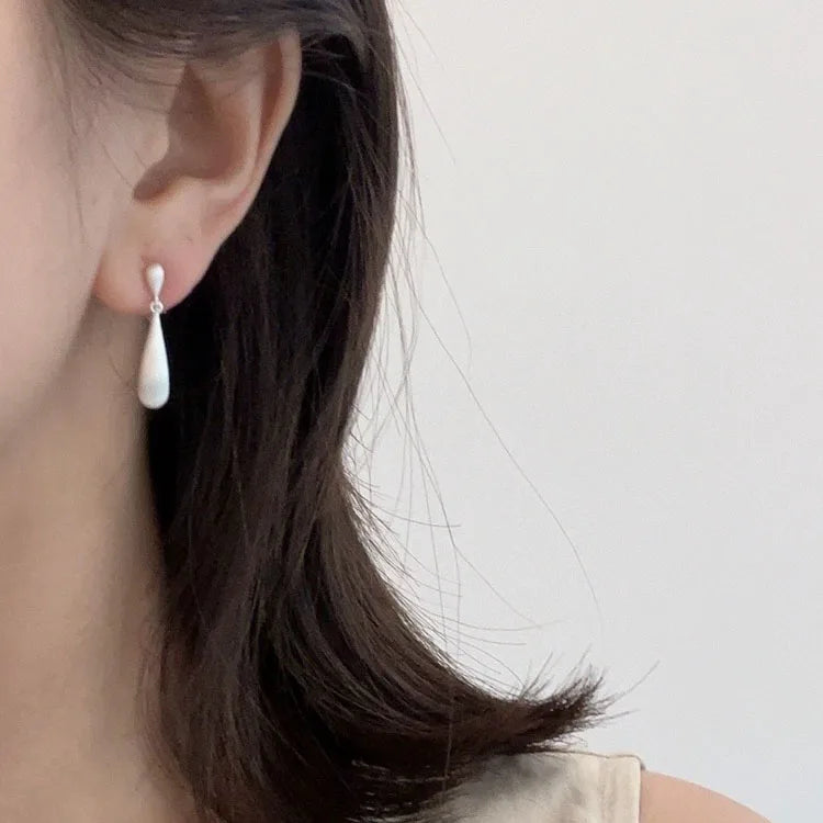 Matte 925 Sterling Silver Waterdrop Earrings