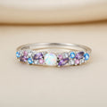Ice Blue Purple Pink Zircon Stones Ring in 925 Sterling Silver
