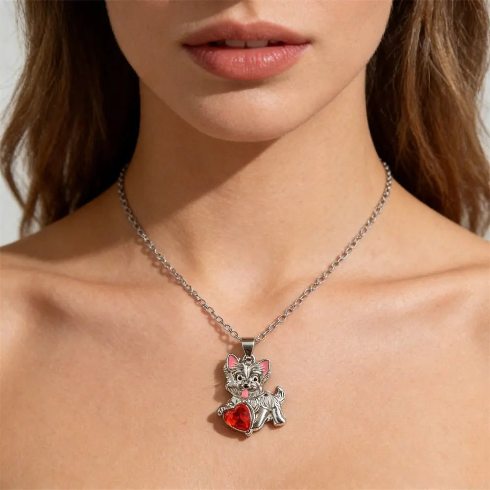Collection of Dog Pendant Necklaces VARIOUS BREEDS Made with Zinc Alloy & CZ Diamonds