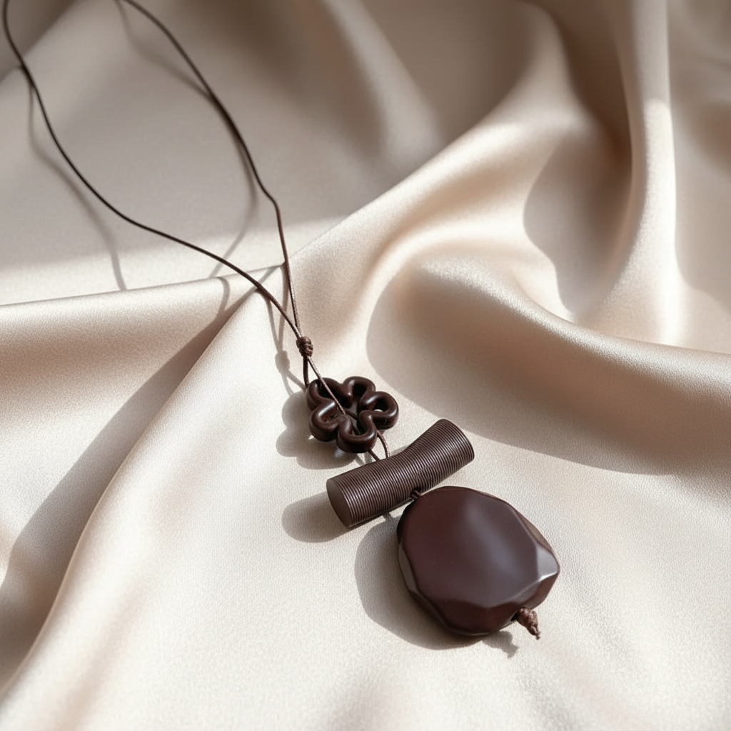 Selection of Retro Wooden Pendant Alloy Chain Necklace