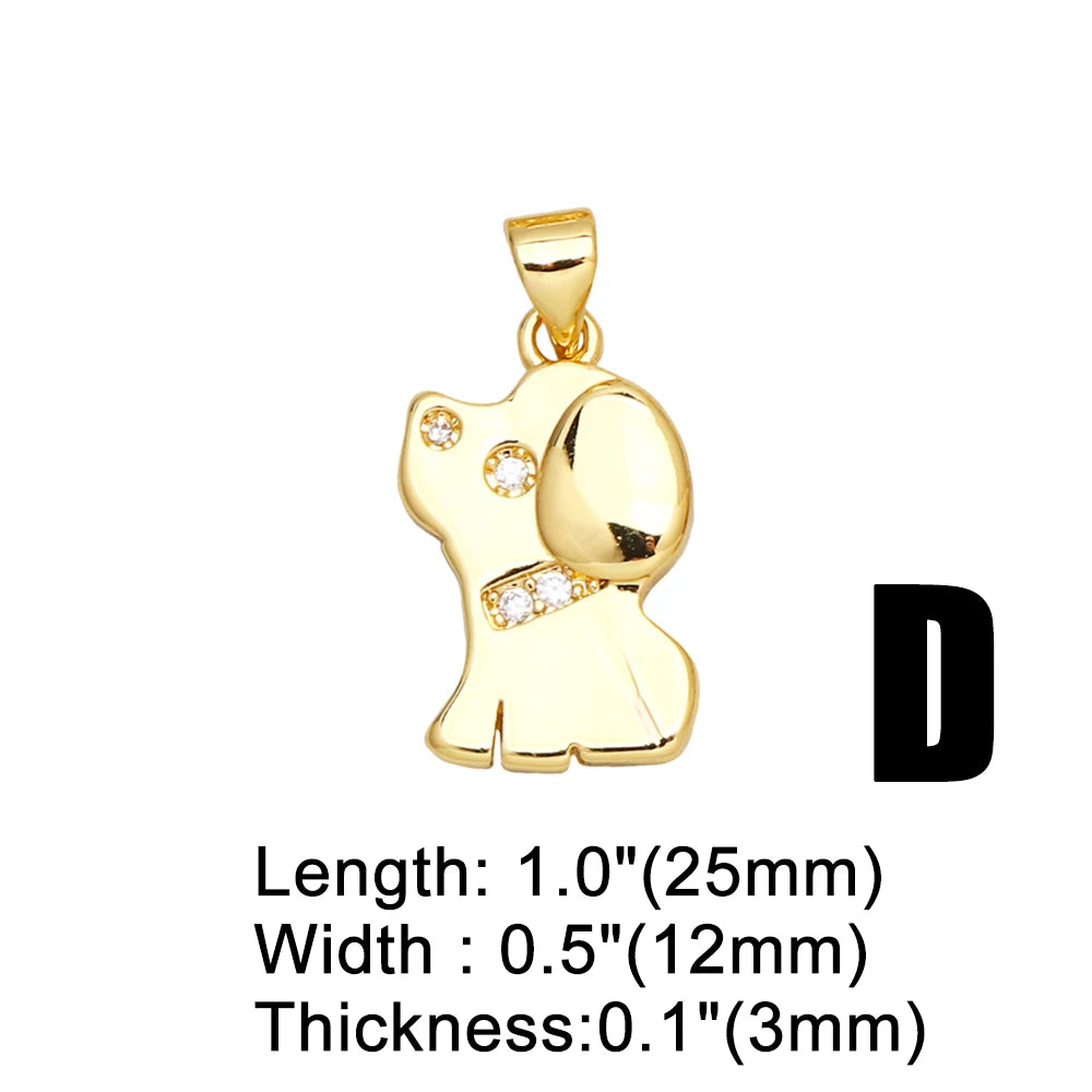 Mini Dog Theme Paw Pendant Gold Plated Brass with Cubic Zirconia Stones - Adorable, Precious
