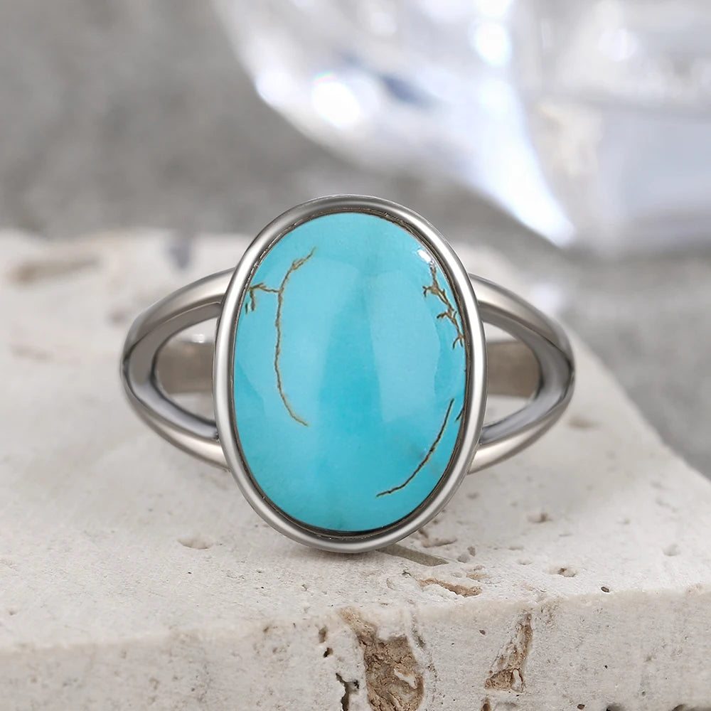 925 Sterling Silver Ring Natural 8-10mm Moonstone Ring