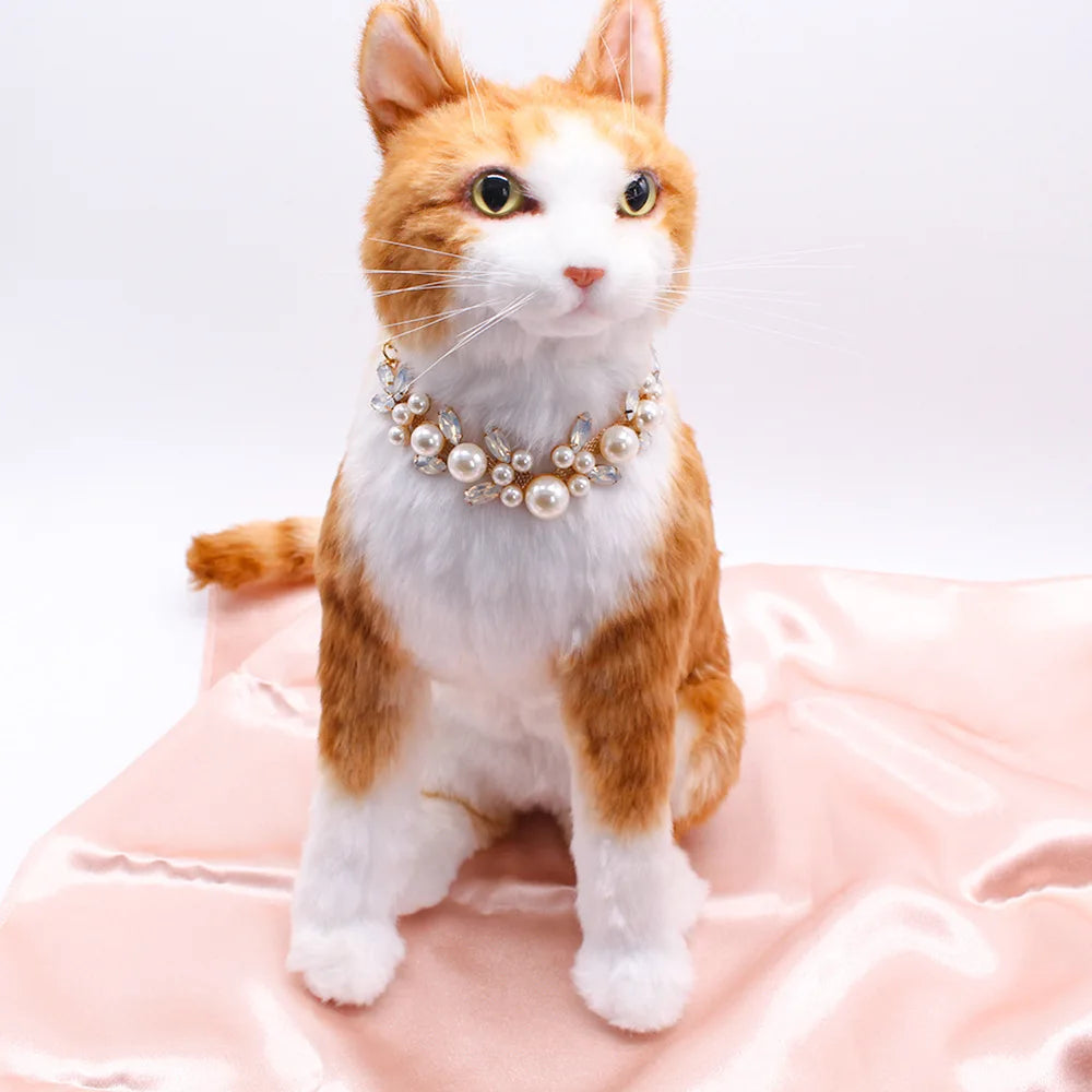 18K Gold-Plated Stainless-Steel Chain Necklace with Cubic Zirconia Diamonds for Small Dogs & Cats