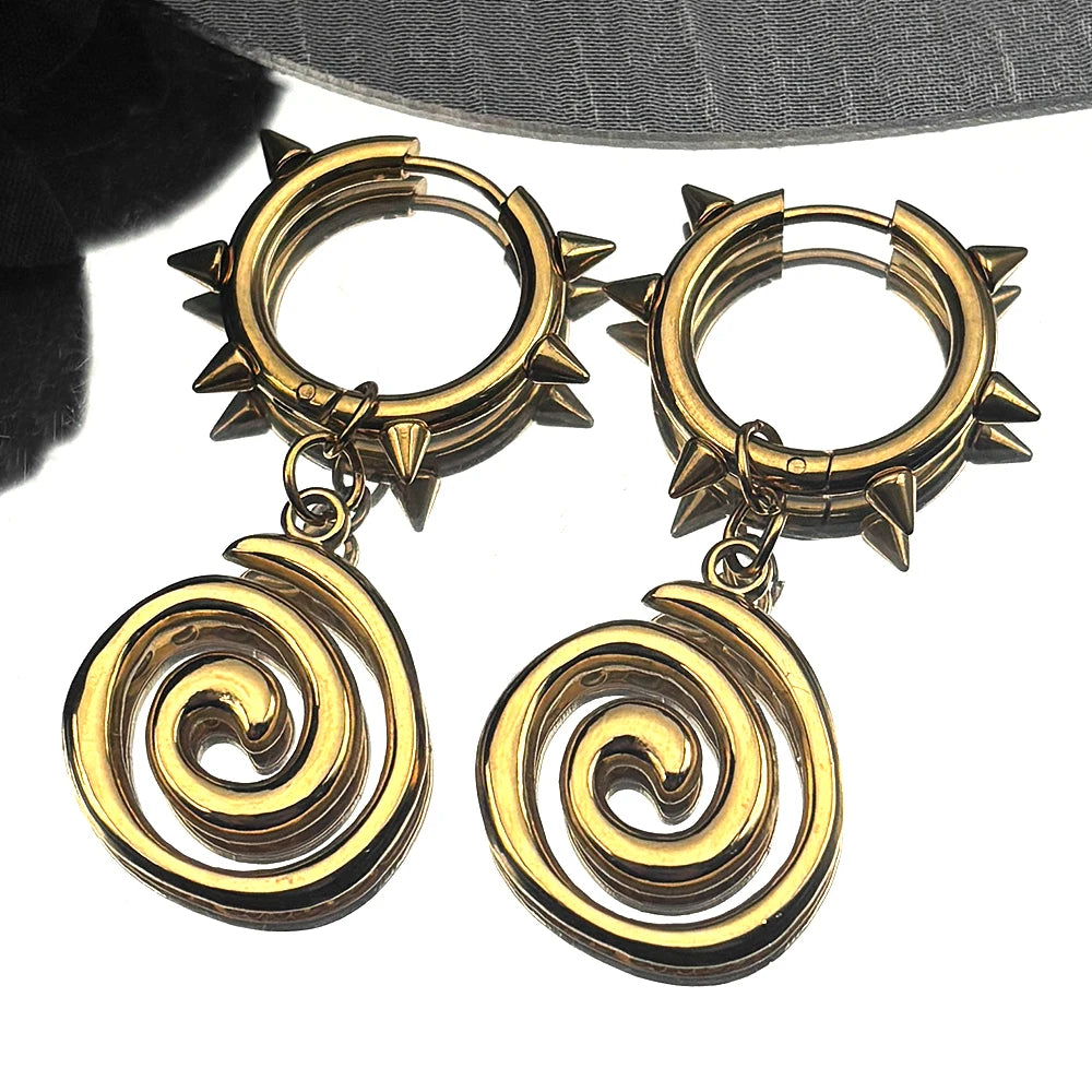 Punk Spike Rivet Goth Hoop Stainless Steel Earrings Collection