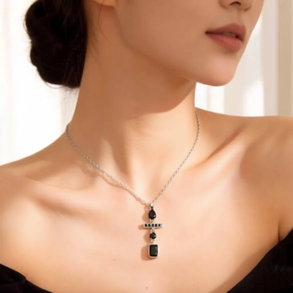 Geometric Colorful Pendant in 925 Sterling Silver with Zircon Stones