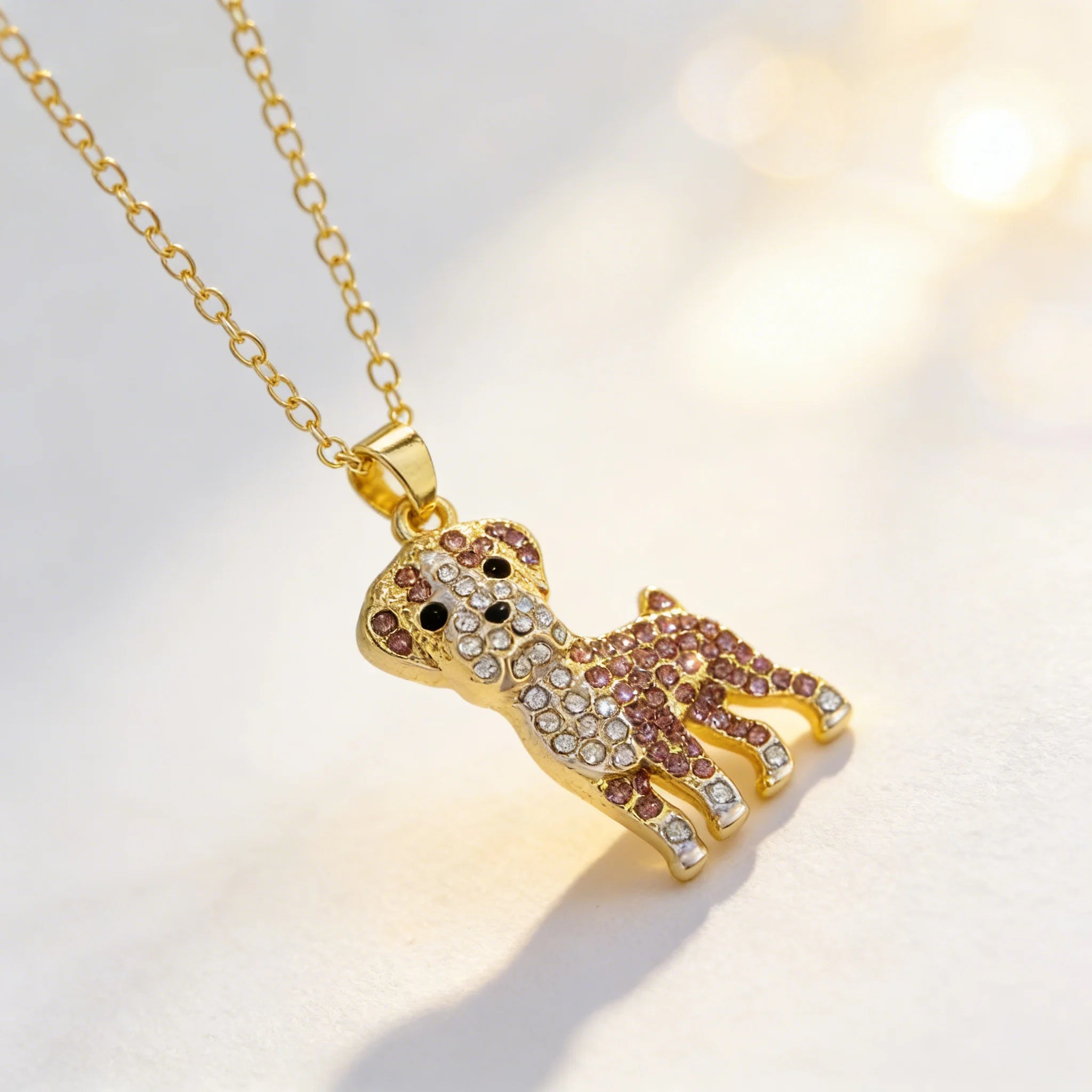 Collection of CZ Stone Dog Pendant Necklaces MANY BREEDS in Gold/Silver Tone Alloy - Choose Your Breed