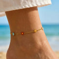 Gold Tone Stainless Steel Colorful Daisy Anklet