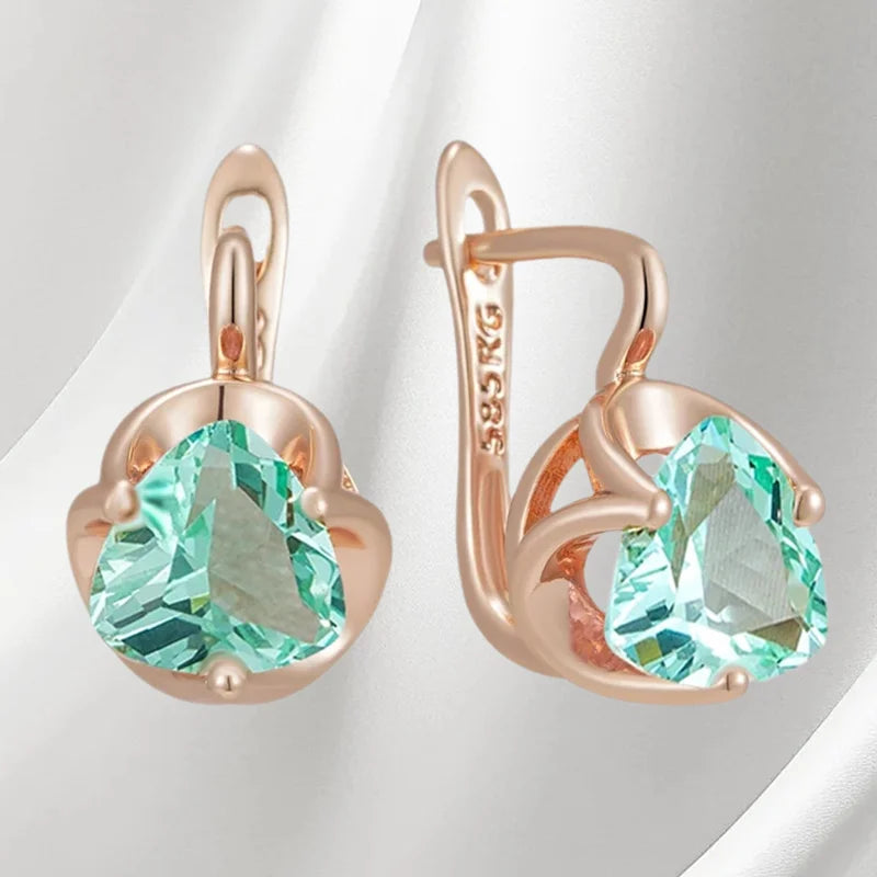 14K Gold Plated Copper Zircon Earrings
