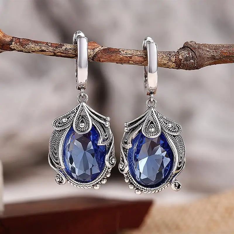 Blue Ocean Wave CZ Copper Alloy Drop Earrings