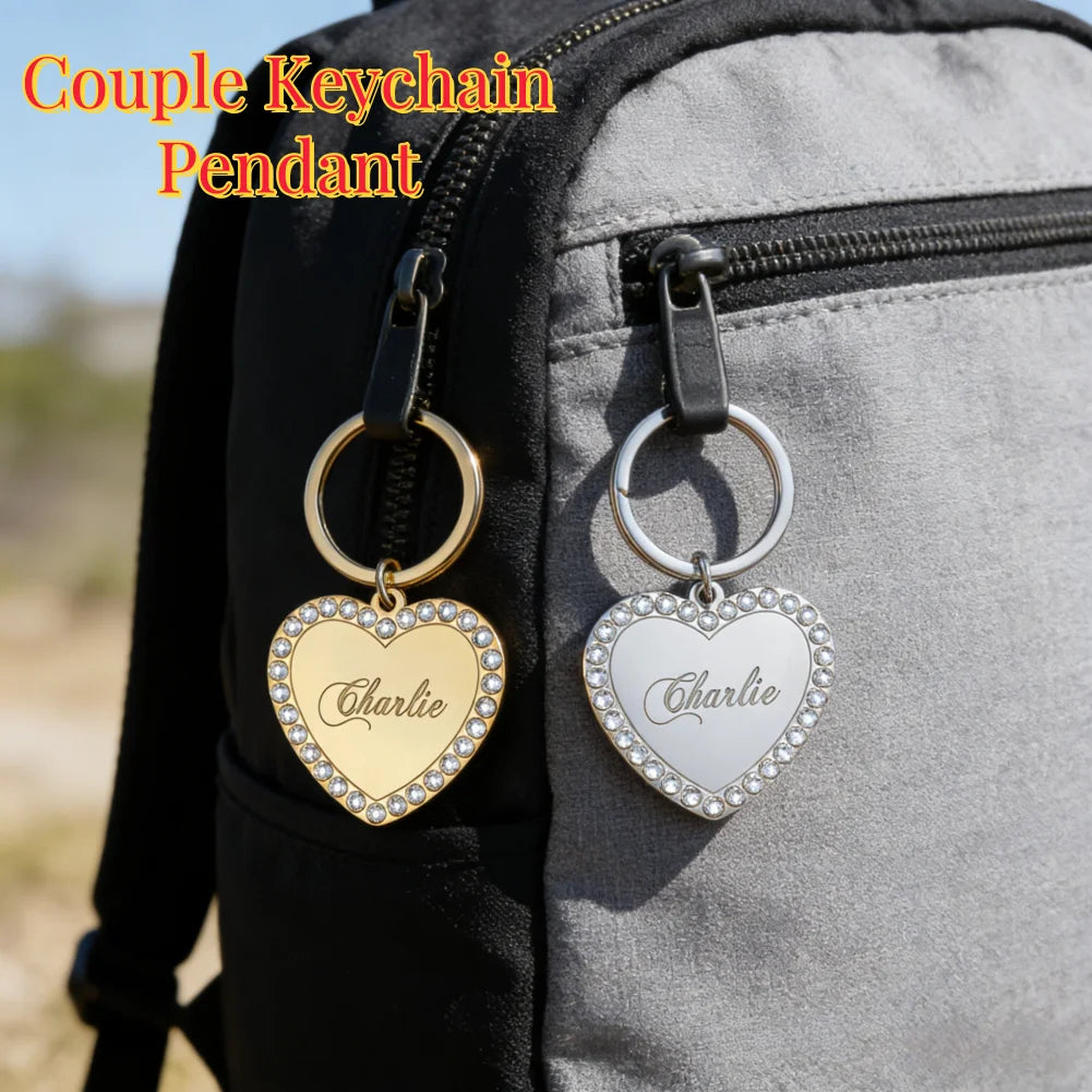 Gold-Plated Heart Rhinestones Pet ID Tag - Custom, Personalized
