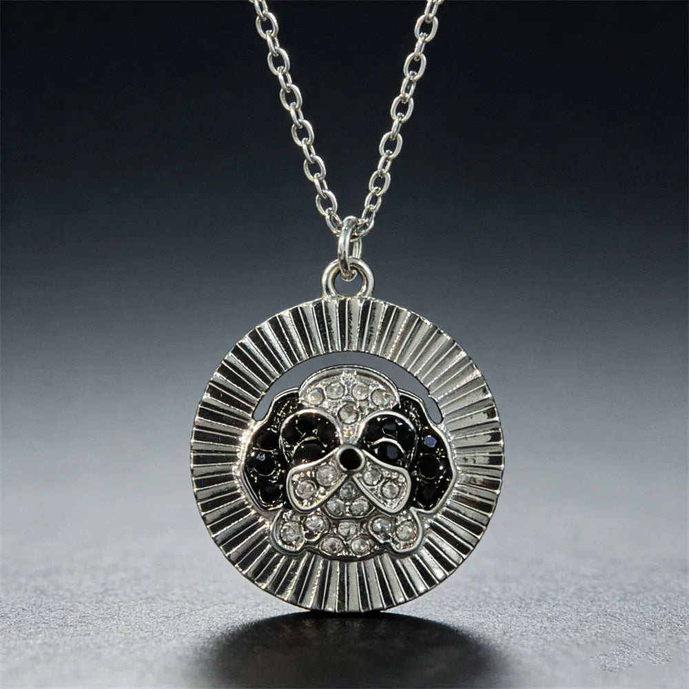 Collection of CZ Stone Dog Pendant Necklaces MANY BREEDS in Gold/Silver Tone Alloy - Choose Your Breed