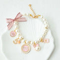 Pet Bow Pearl Necklace with Charms - Rhinestones, Faux Pearl, Princess