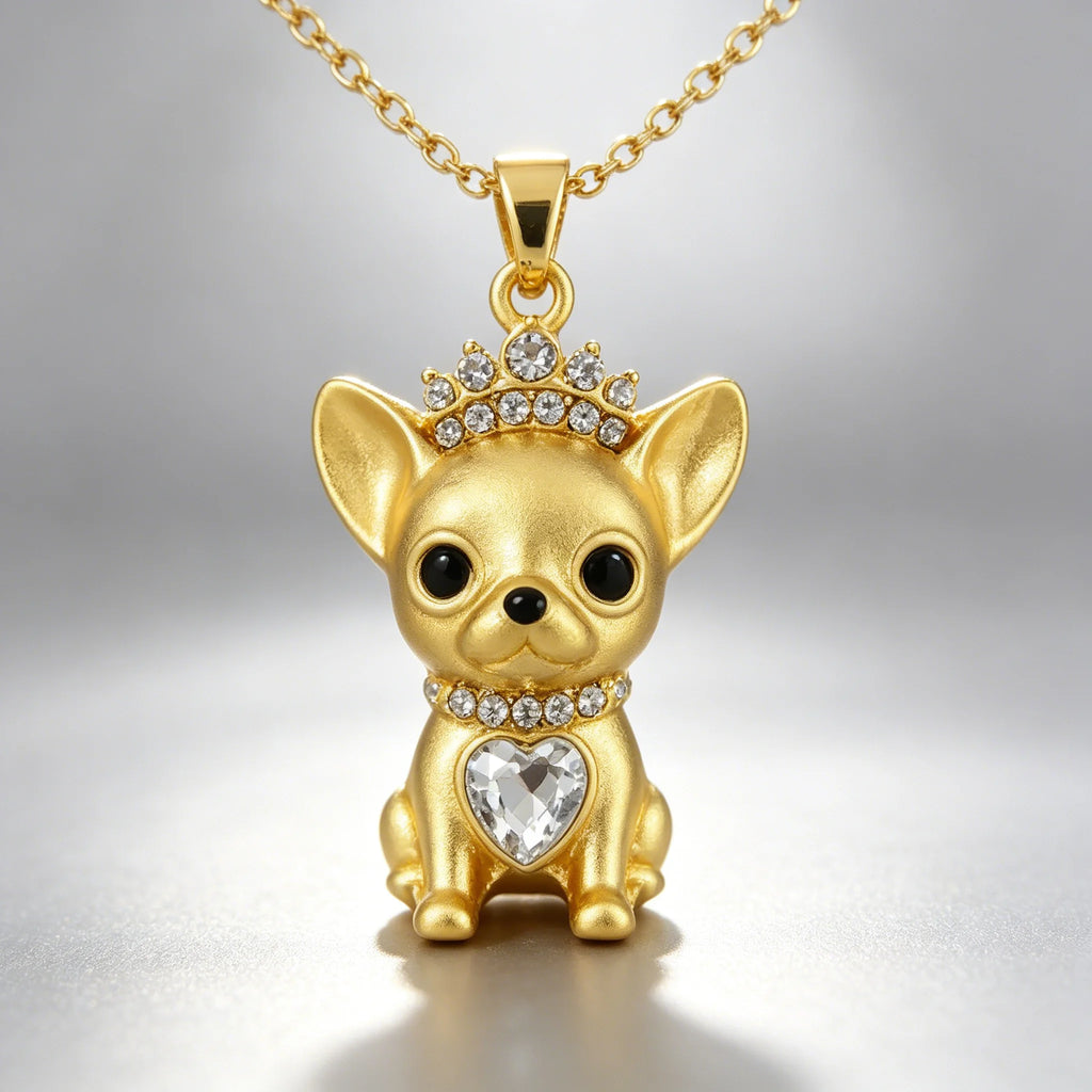 Collection of CZ Stone Dog Pendant Necklaces MANY BREEDS in Gold/Silver Tone Alloy - Choose Your Breed