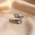 Light Blue Zircon Ring in 925 Sterling Silver Adjustable