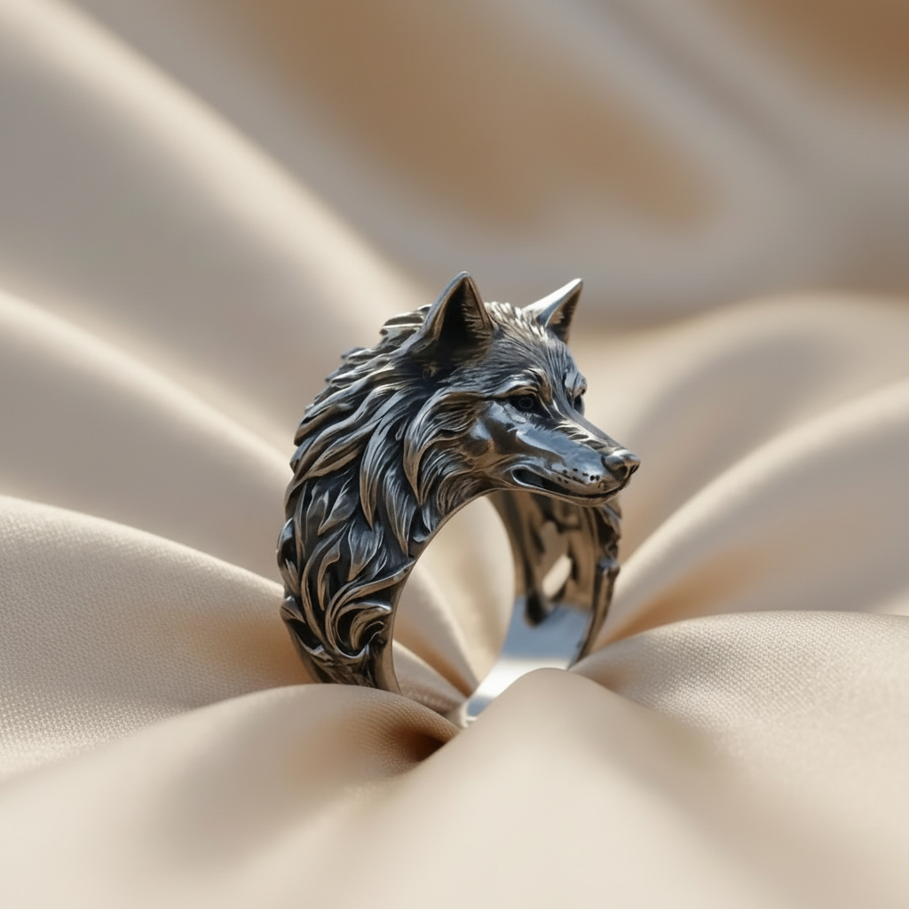 Gothic Wolf Head Stainless Steel Band Ring