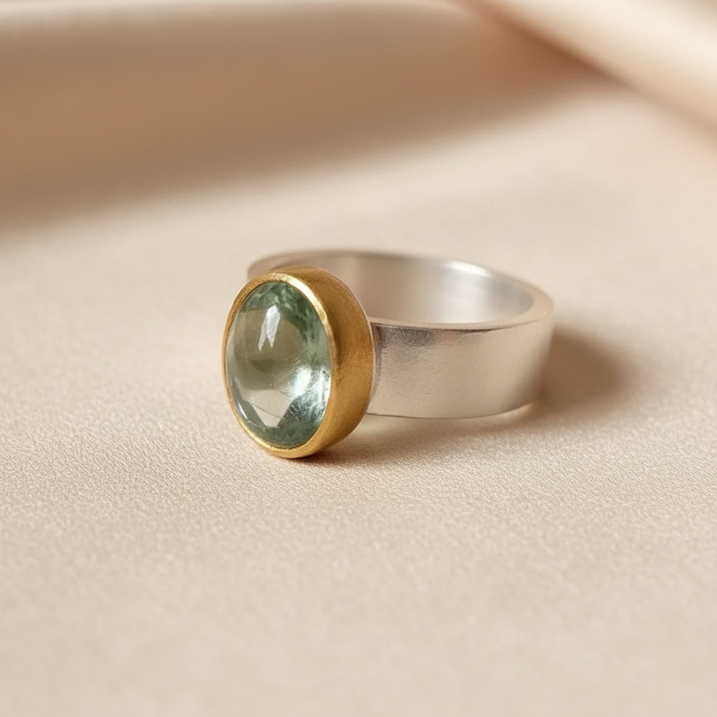 Two-tone Green Zircon Hoop Band Ring