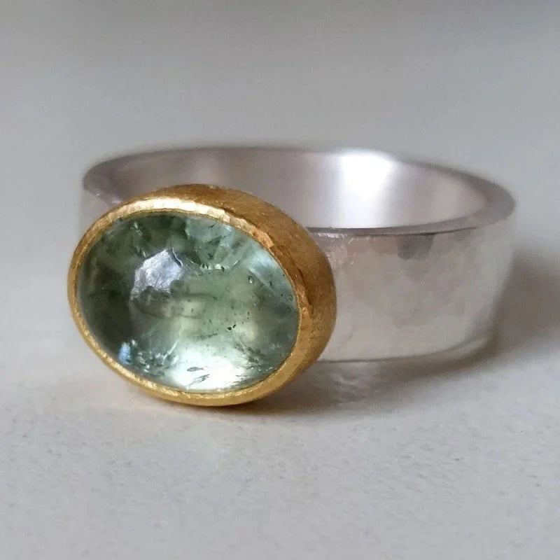 Two-tone Green Zircon Hoop Band Ring