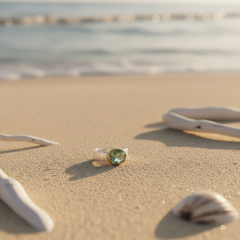 Two-tone Green Zircon Hoop Band Ring