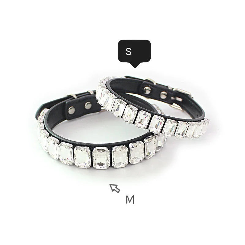 Hot Bling Dog Collars with PU Leather & Rhinestones