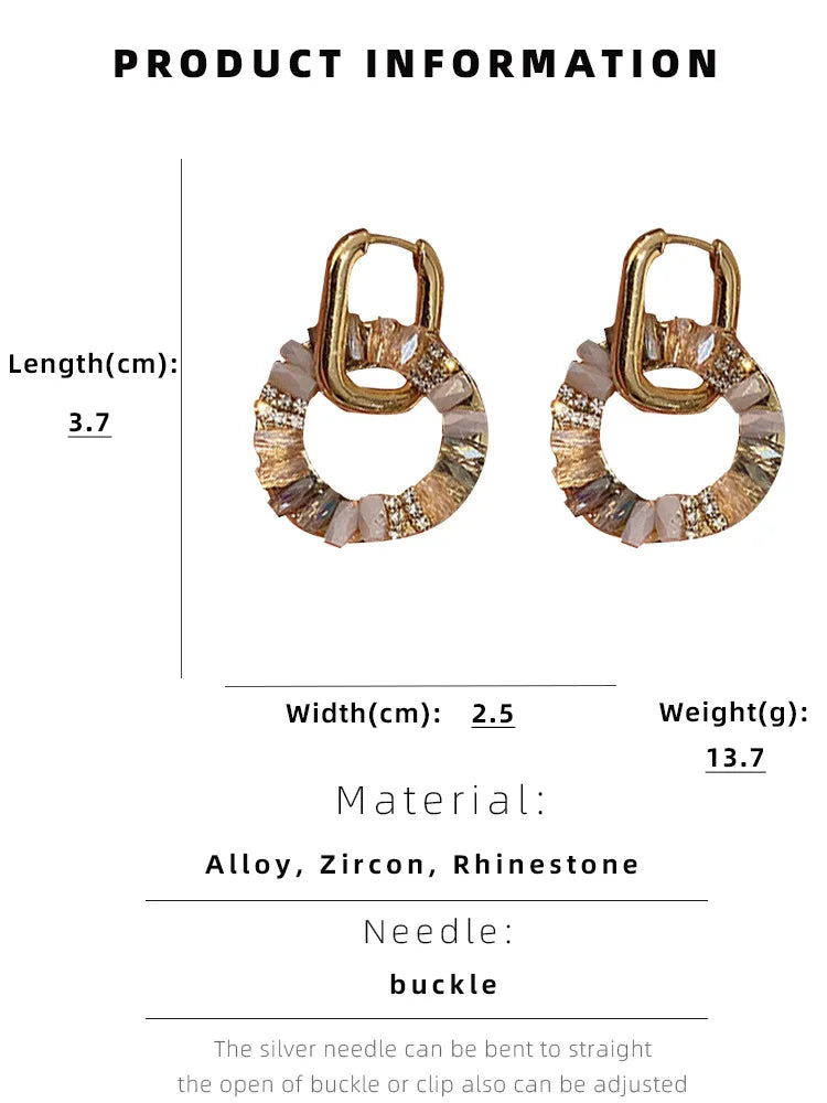 Elegant Colorful Zircon Circle Drop Alloy Earrings - Can Be Worn Separately