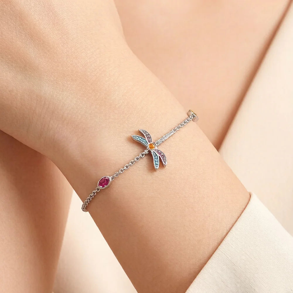 925 Sterling Silver Boho Bracelet with Colorful Zircon