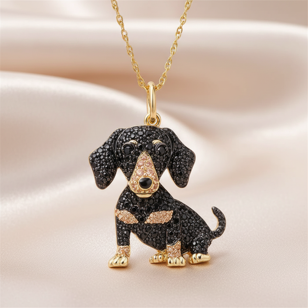 Collection of Dog Pendant Necklaces VARIOUS BREEDS Made with Zinc Alloy & CZ Diamonds