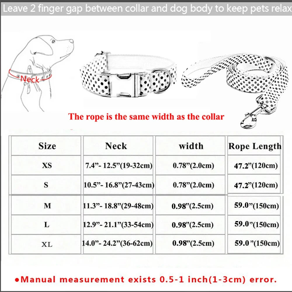 Elegant Fabric Customizable Dog Collar Set - Name Tag, Zinc Alloy Setting, Girly