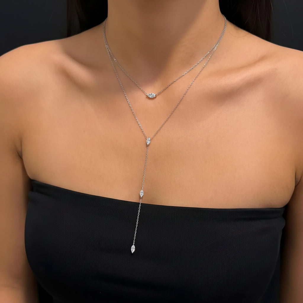18K Gold-Plated Stainless-Steel Necklaces in Gold or Silver with Zircon Stone