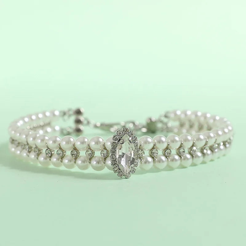 4 Luxury Cat Puppy Pearl Rhinestone Necklaces