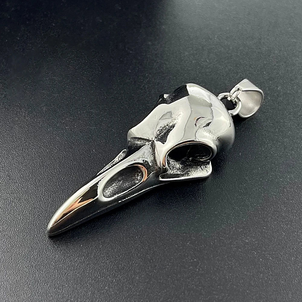 Viking Raven Skull Pendant Necklace Stainless Steel 69mmx21mm