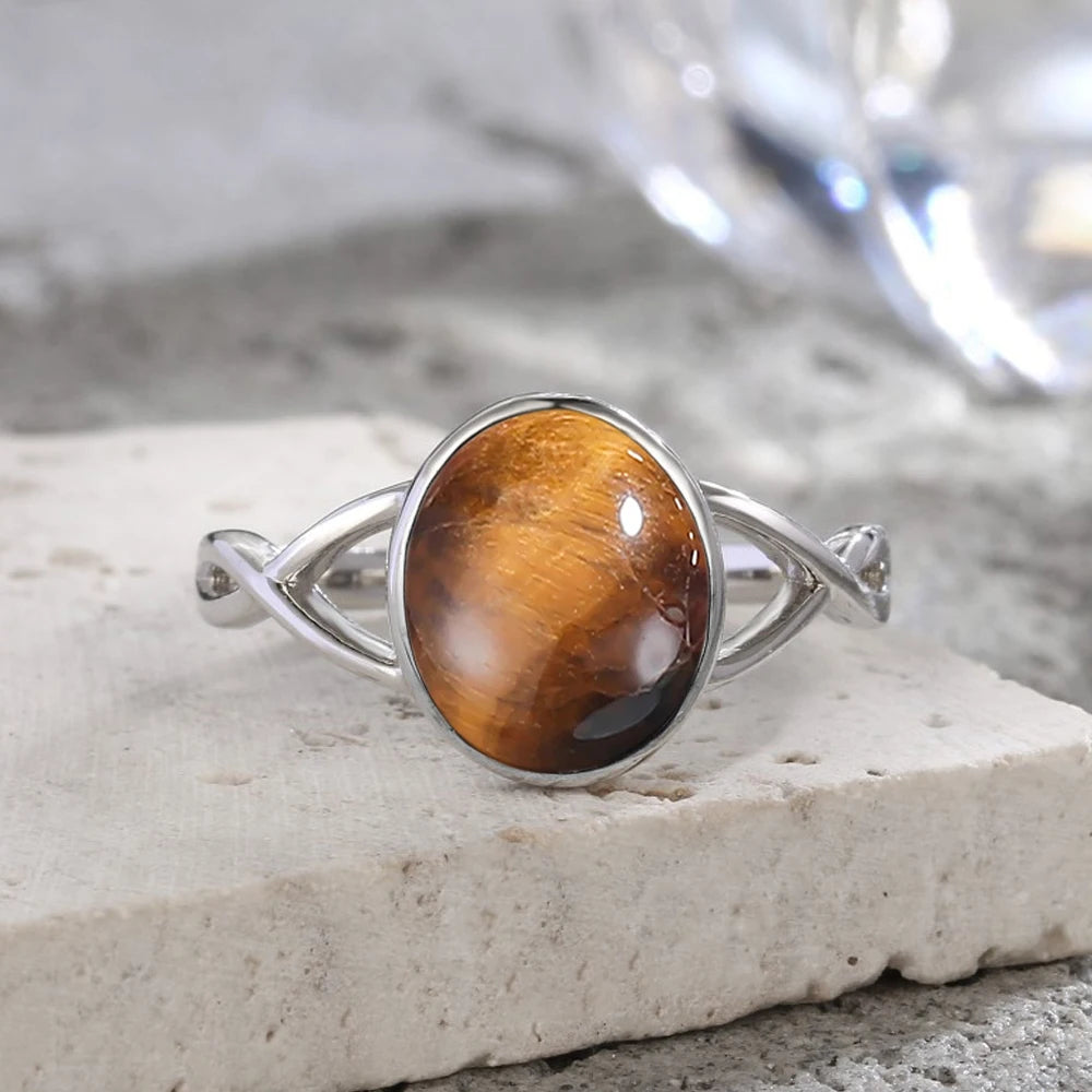 925 Sterling Silver Ring Natural 8-10mm Moonstone Ring