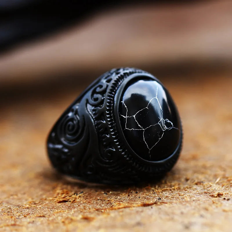 Ancient Oval Tiger Eye Large Stone Bold Ring in Stainless Steel