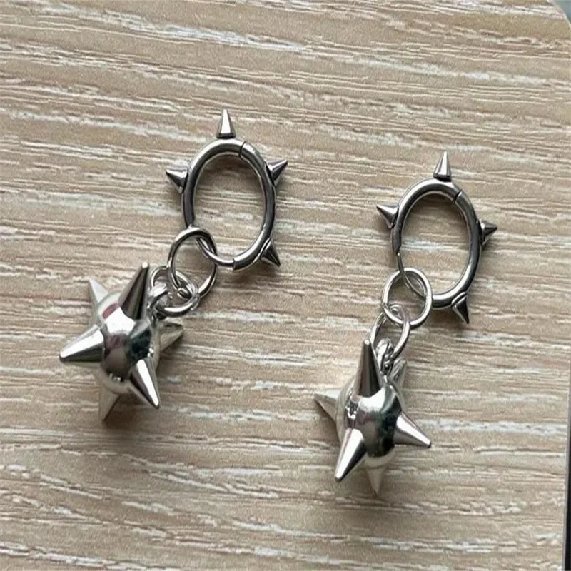 Goth Spiked Huggie Earrings – Morning Star Punk Hoops