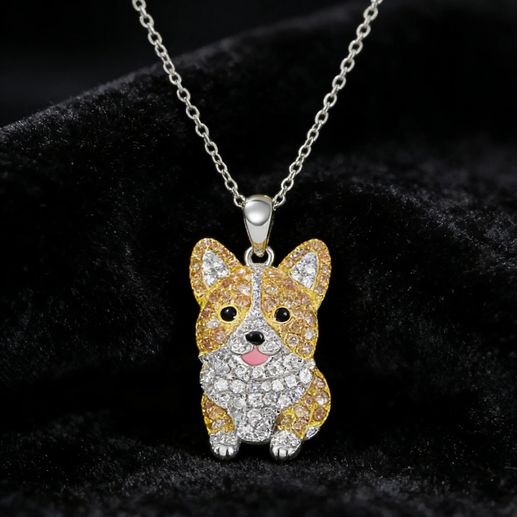 Collection of Dog Pendant Necklaces VARIOUS BREEDS Made with Zinc Alloy & CZ Diamonds