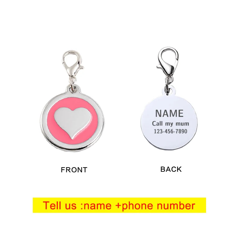 Stainless Steel Heart Pet ID Tag Personalized Customized