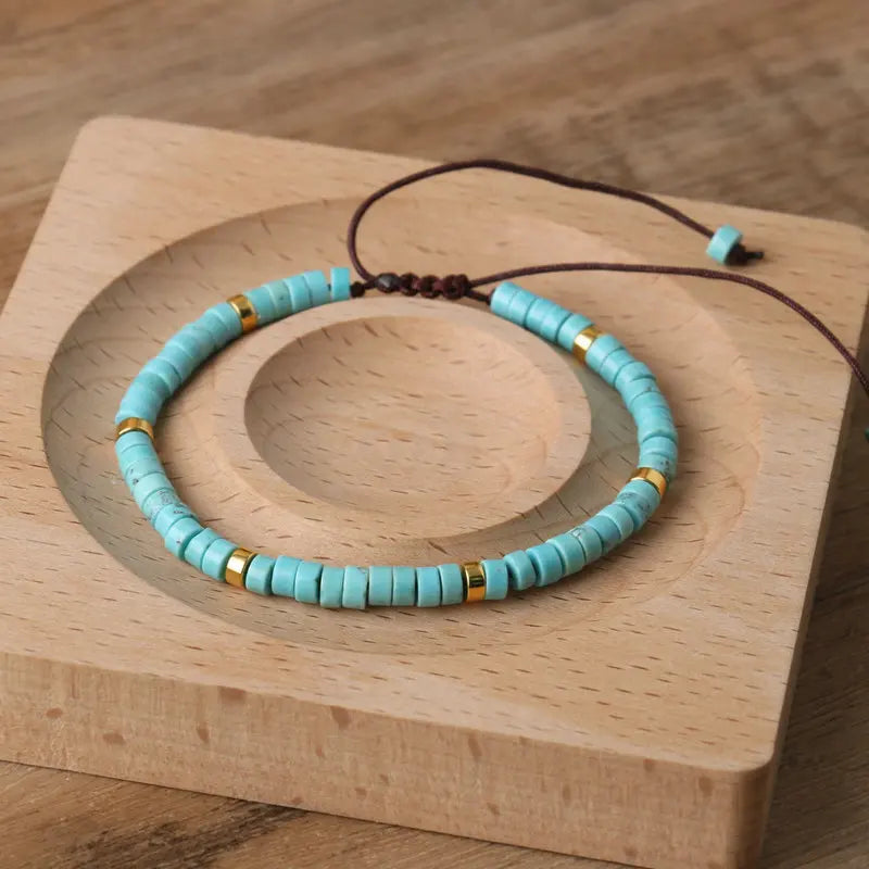 Natural Stone Beads Adjustable Rope Bracelet - Large Selection