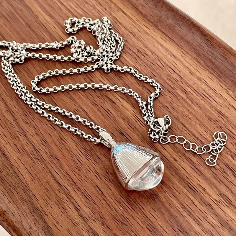 Large Clear Water Resin Drop Copper Pendant - Bold, Statement