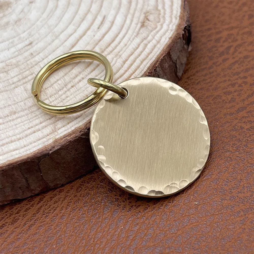 Hand Hammered Brass Pet ID Name Tag