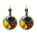 Retro Vintage Pink Rose Flower Round Glass Alloy Earrings - Several Options